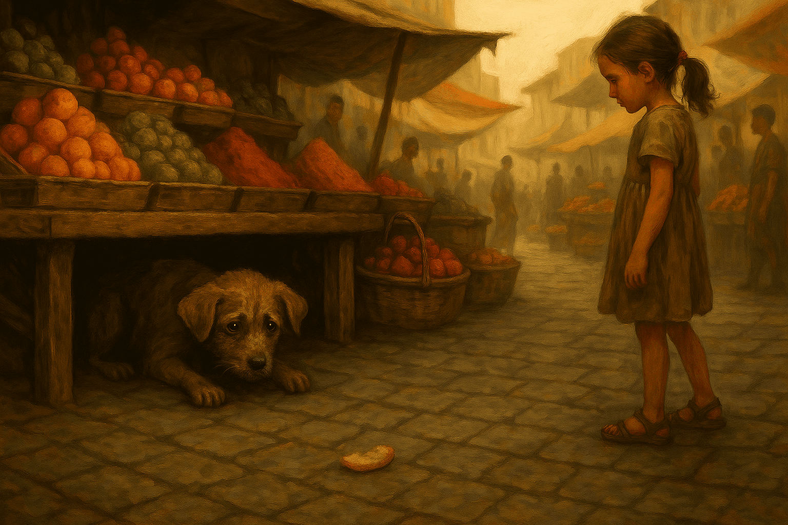 Beneath the market table